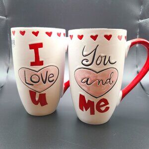 Valentine's Day 6" Tall Coffee Cups Mugs - set of 2 NEW